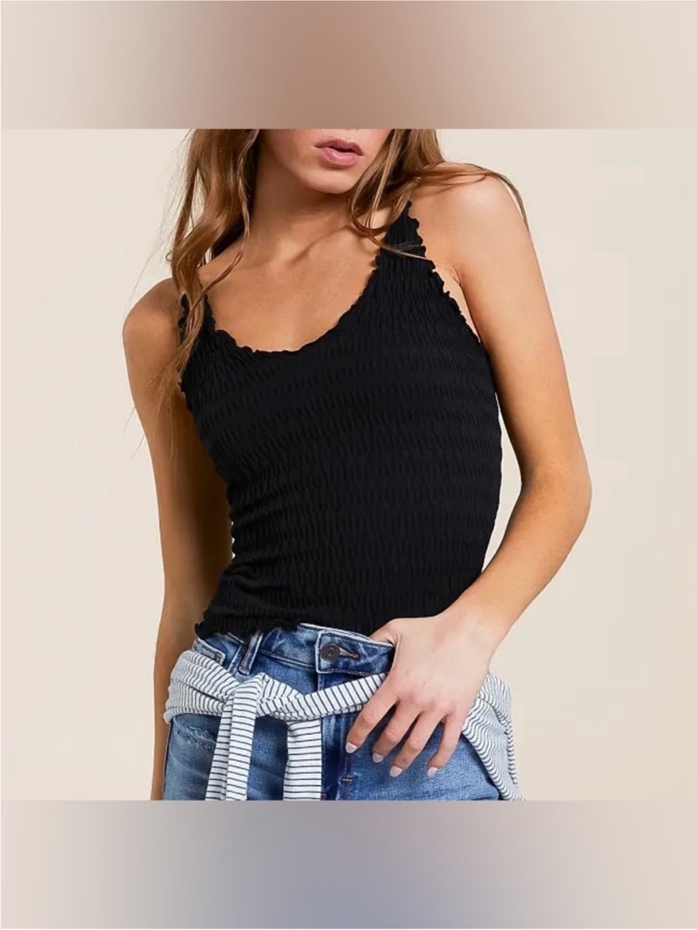NWT Free People FP Intimately Pucker Up Seamless Cami - black - M/L - Picture 5 of 8